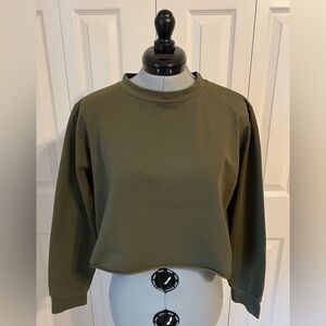 Women's Olive Green Cropped Sweatshirt